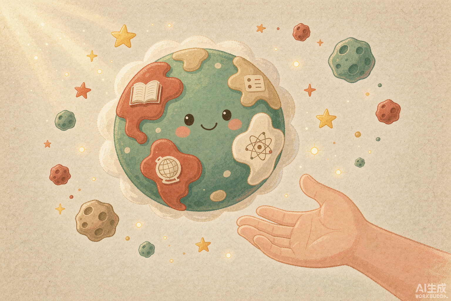 漂浮在米色纸纹星空中的知识星球
